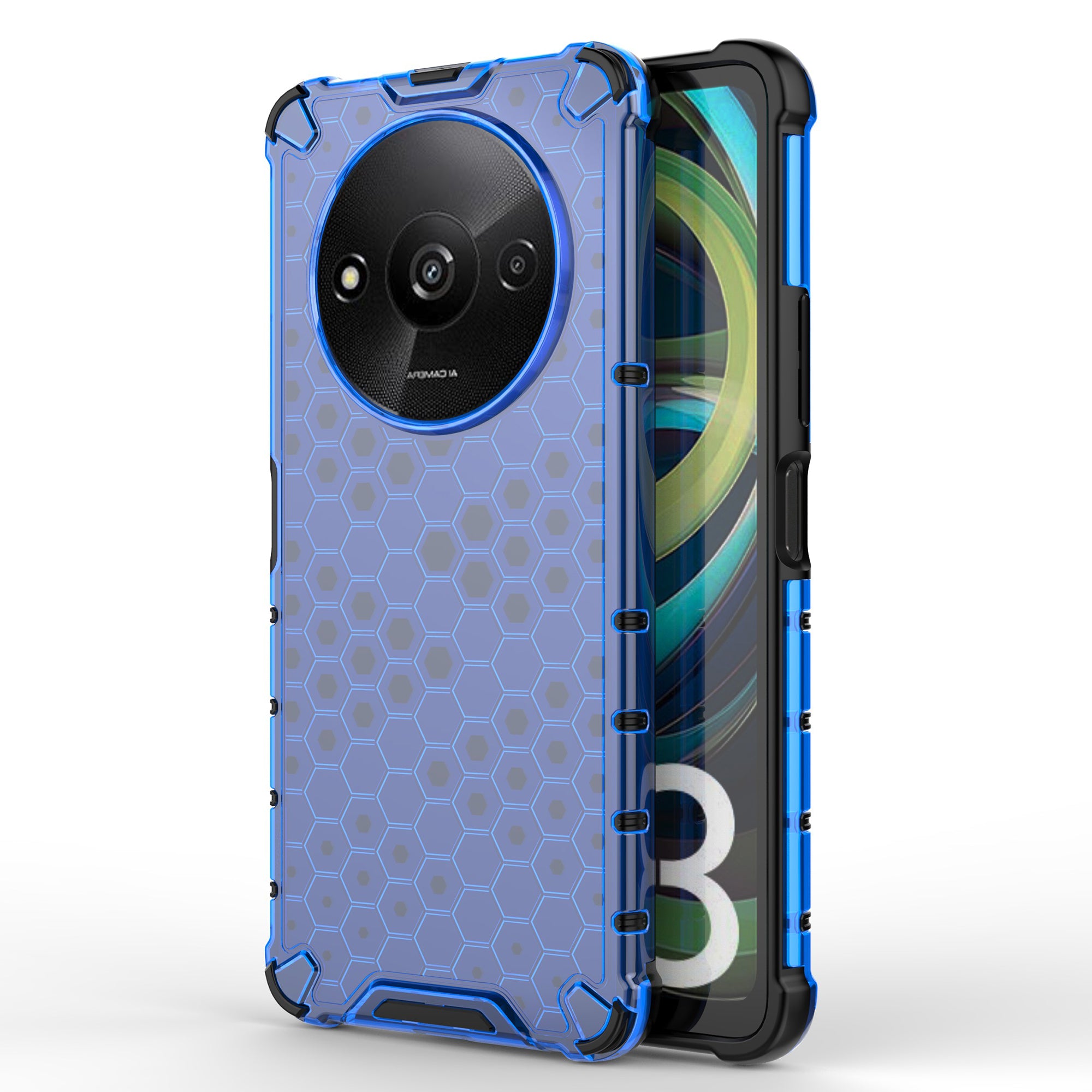 For Xiaomi Redmi A3 / Poco C61 4G Cell Phone Cases Honeycomb Design TPU+PC Anti-scratch Cover For Xiaomi Redmi A3 / Poco C61 4G Cell Phone Cases Honeycomb Design TPU+PC Anti-scratch Cover